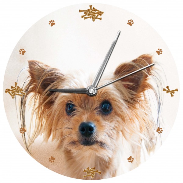 Design Wanduhr - Hunde Uhr "Yorkshire Terrier"