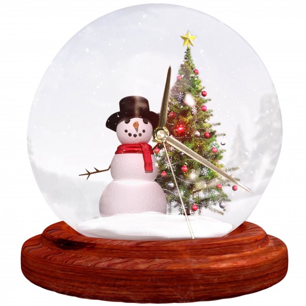 Design Wanduhr - Weihnachtsuhr - Schneekugel - nur noch 1 im Lager!