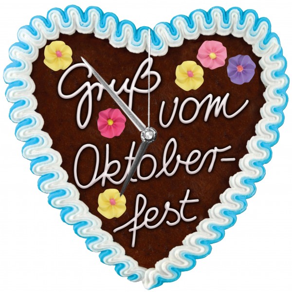 Design Wanduhr - Lebkuchenherz - Uhr Gruß vom Oktoberfest