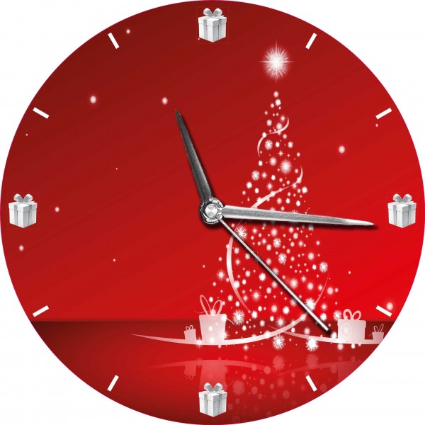 Design Wanduhr - Rote Weihnachtsuhr