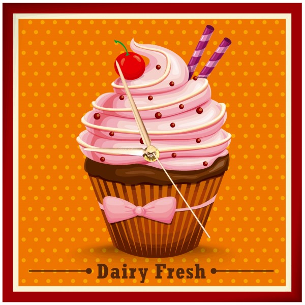 Design Wanduhr - Vintage Cupcake - Uhr Dairy Fresh