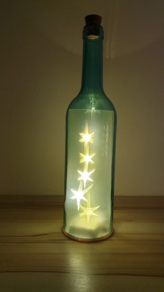 Leuchtsterne in der Flasche - türkis