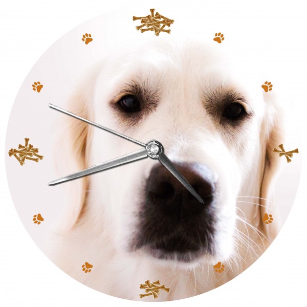 Design Wanduhr - Hunde Uhr "Golden Retriever" Variante 2